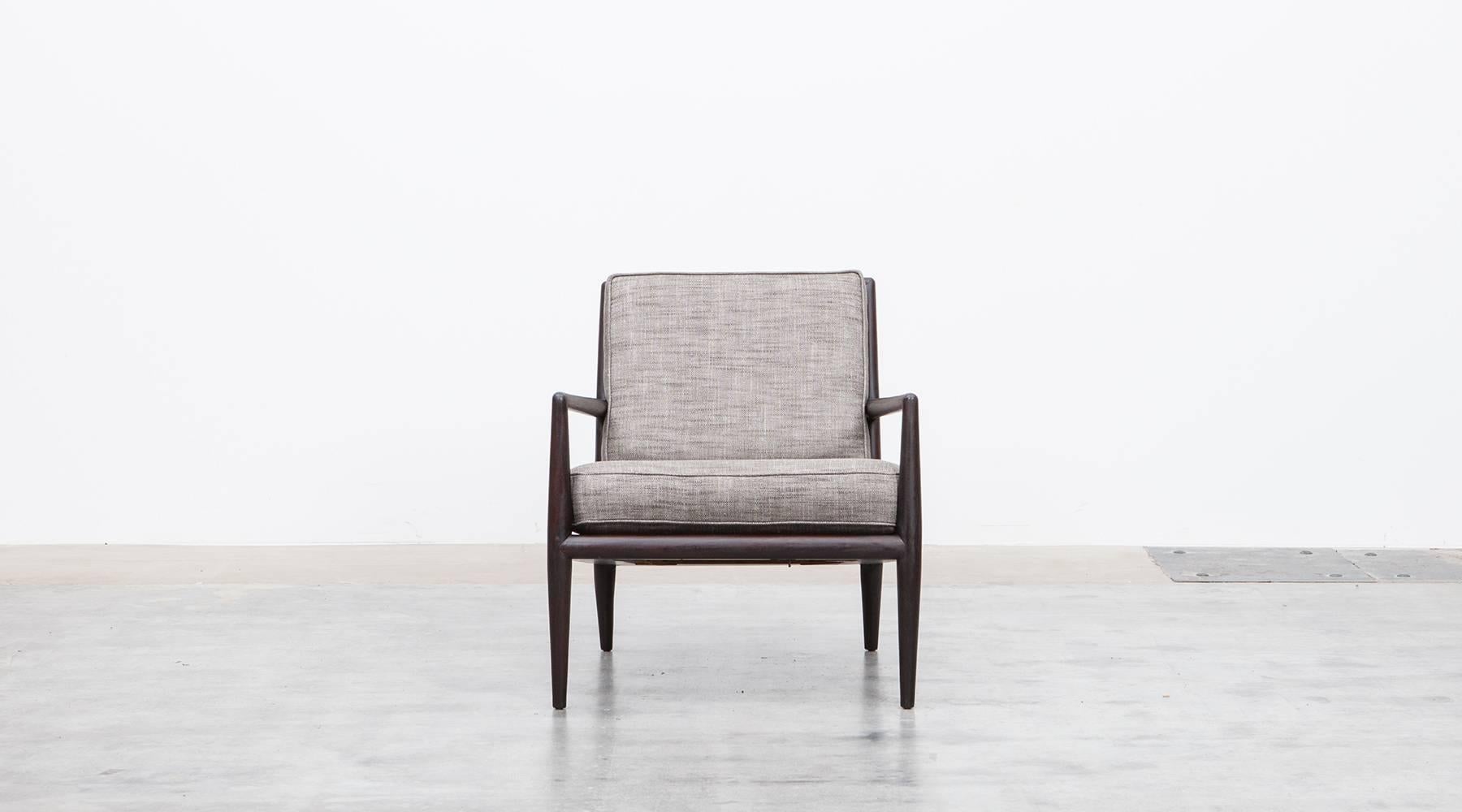 Upholstery Pair of T. H. Robsjohn-Gibbings Lounge Chairs, NEW UPHOLSTERY  For Sale