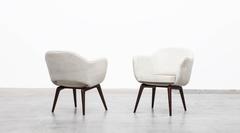 1960s white upholstery pair of Jorge Zalszupin Lounge Chairs