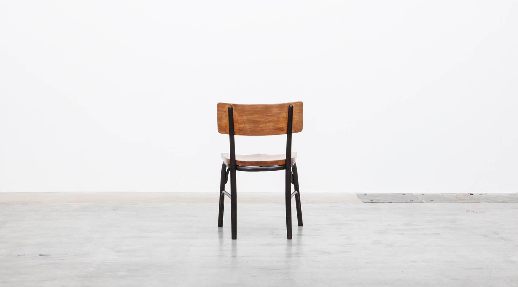 Mid-20th Century 1930s black bentwood, oak Set of six Side Chairs by Fritz Hansen For Sale