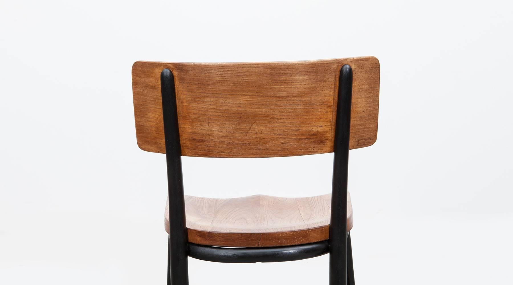 Oak 1930s black bentwood, oak Set of six Side Chairs by Fritz Hansen For Sale