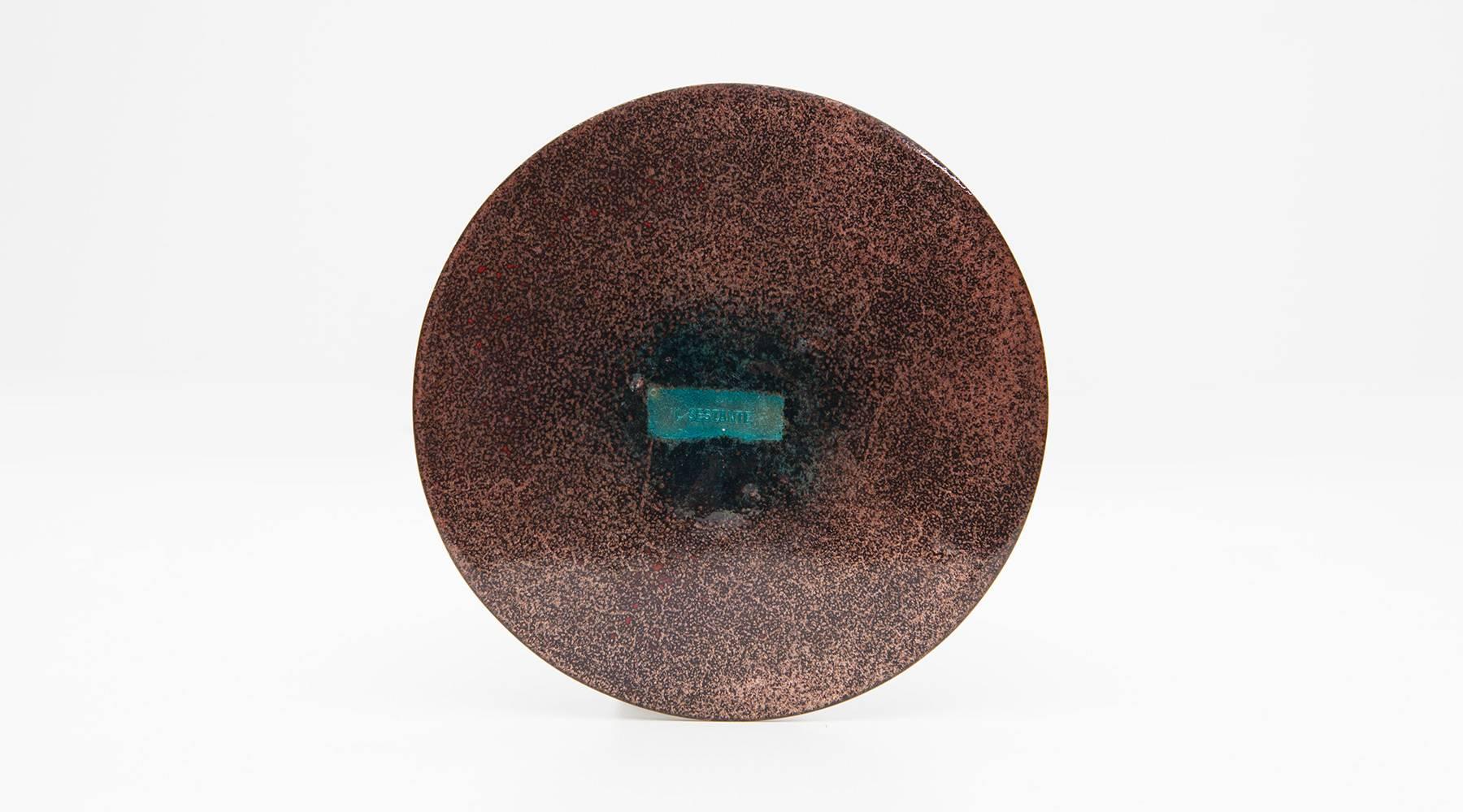 Mid-Century Modern 1950s enameled copper dish by Ettore Sottsass For Sale