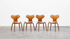 Set of Six Arne Jacobsen Grand Prix Chairs in Teak