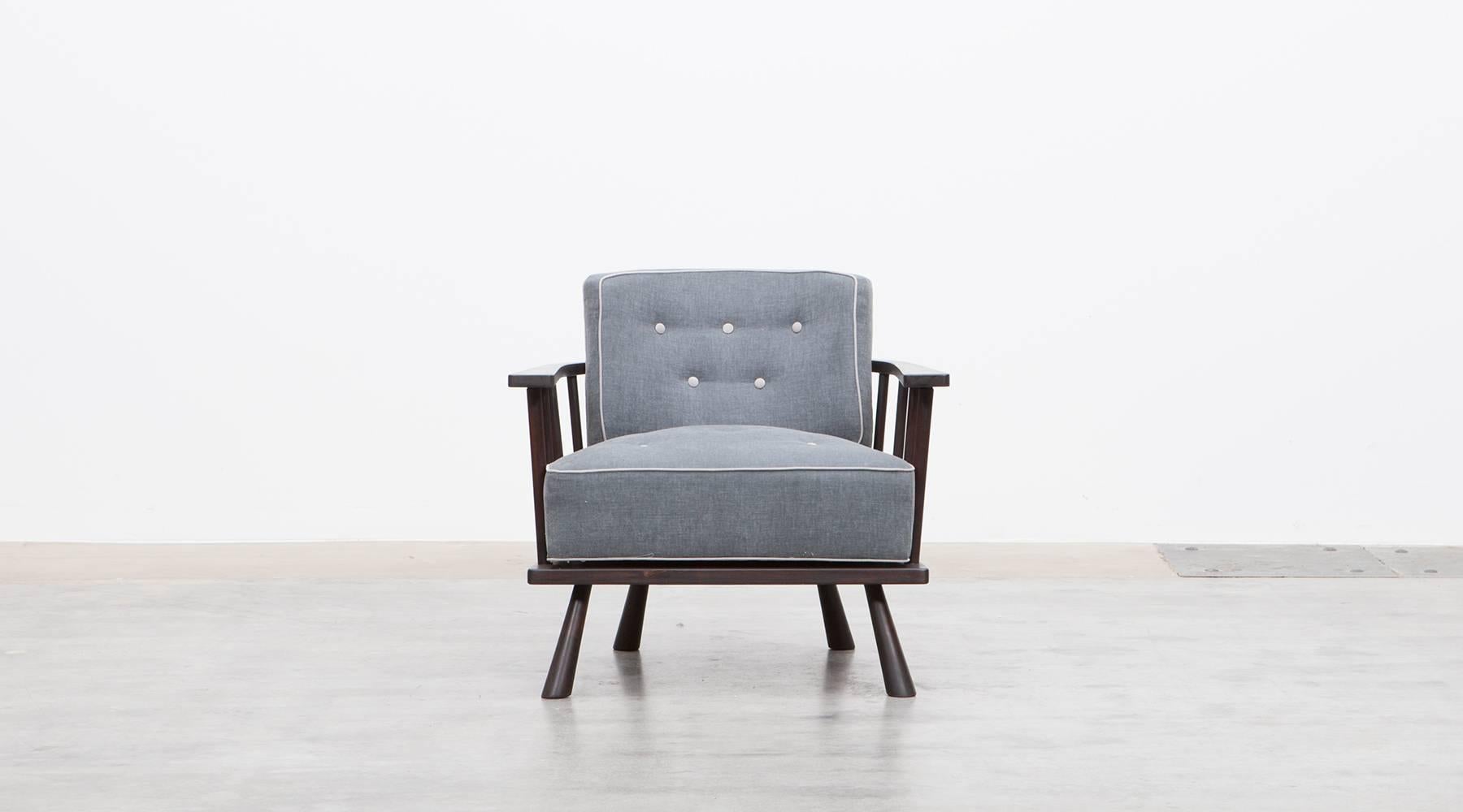 Mid-Century Modern Pair of T.H. Robsjohn-Gibbings Lounge Chairs 'B', NEW UPHOLSTERY For Sale