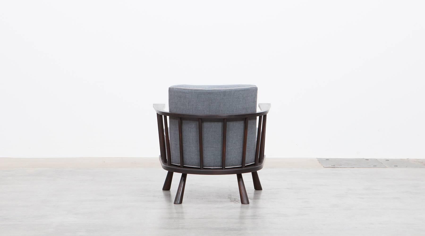 Upholstery Pair of T.H. Robsjohn-Gibbings Lounge Chairs 'B', NEW UPHOLSTERY For Sale