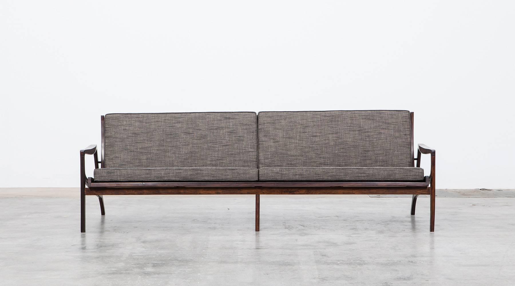 Mid-Century Modern Brazilian Sofa in Jacaranda 'B' 'New Upholstery'