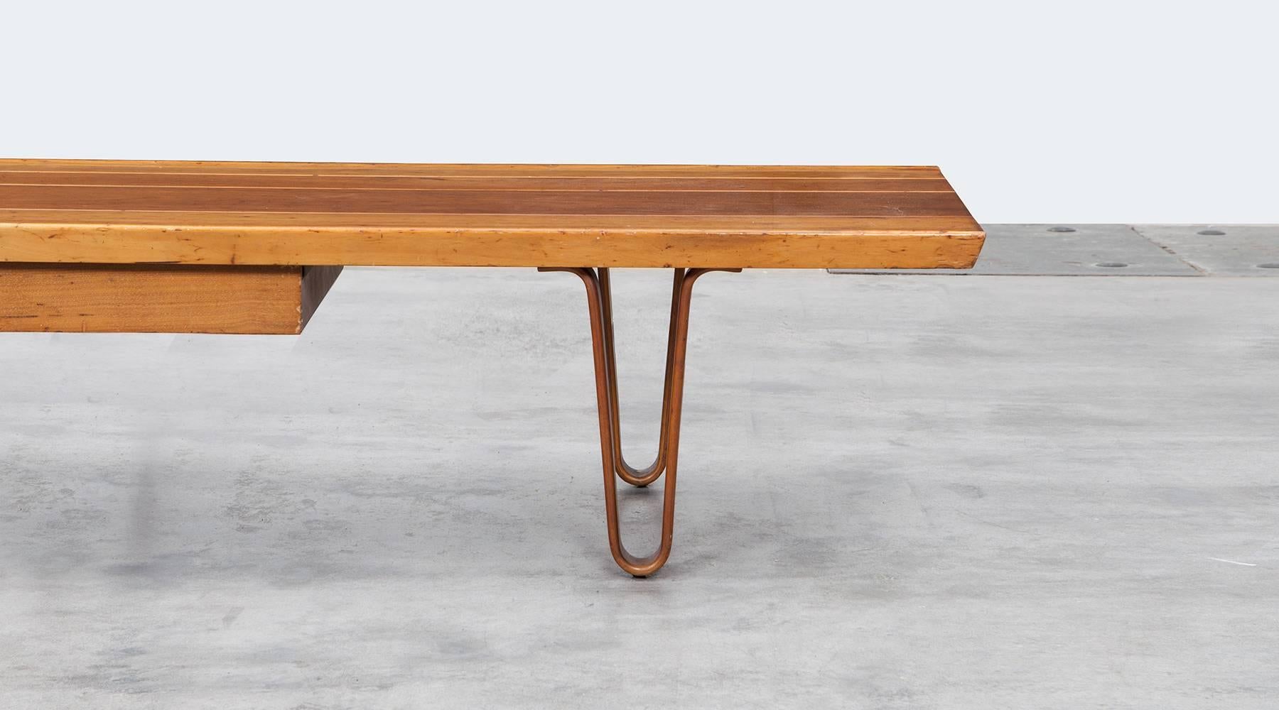 American 1950's walnut Bench with Drawer by Edward Wormley 'd'