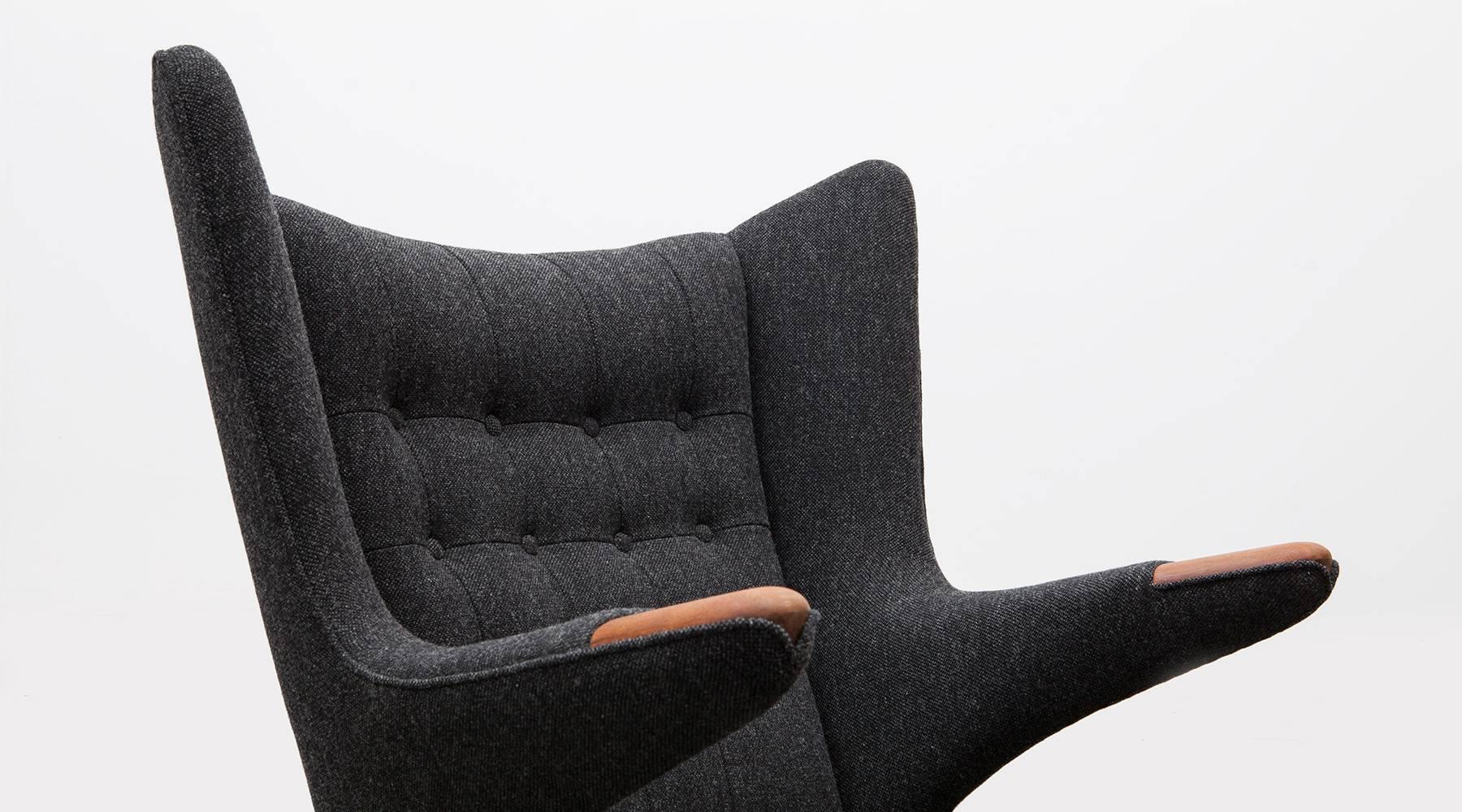 Mid-20th Century Hans Wegner Papa Bear Lounge Chair 'D', New Upholstery