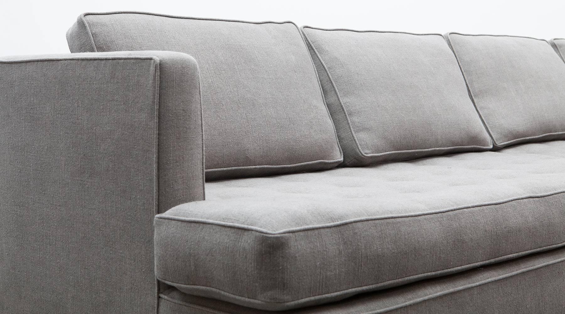 American 1950s grey upholstery six-leg Sofa by Edward Wormley, New Upholstery 'c'