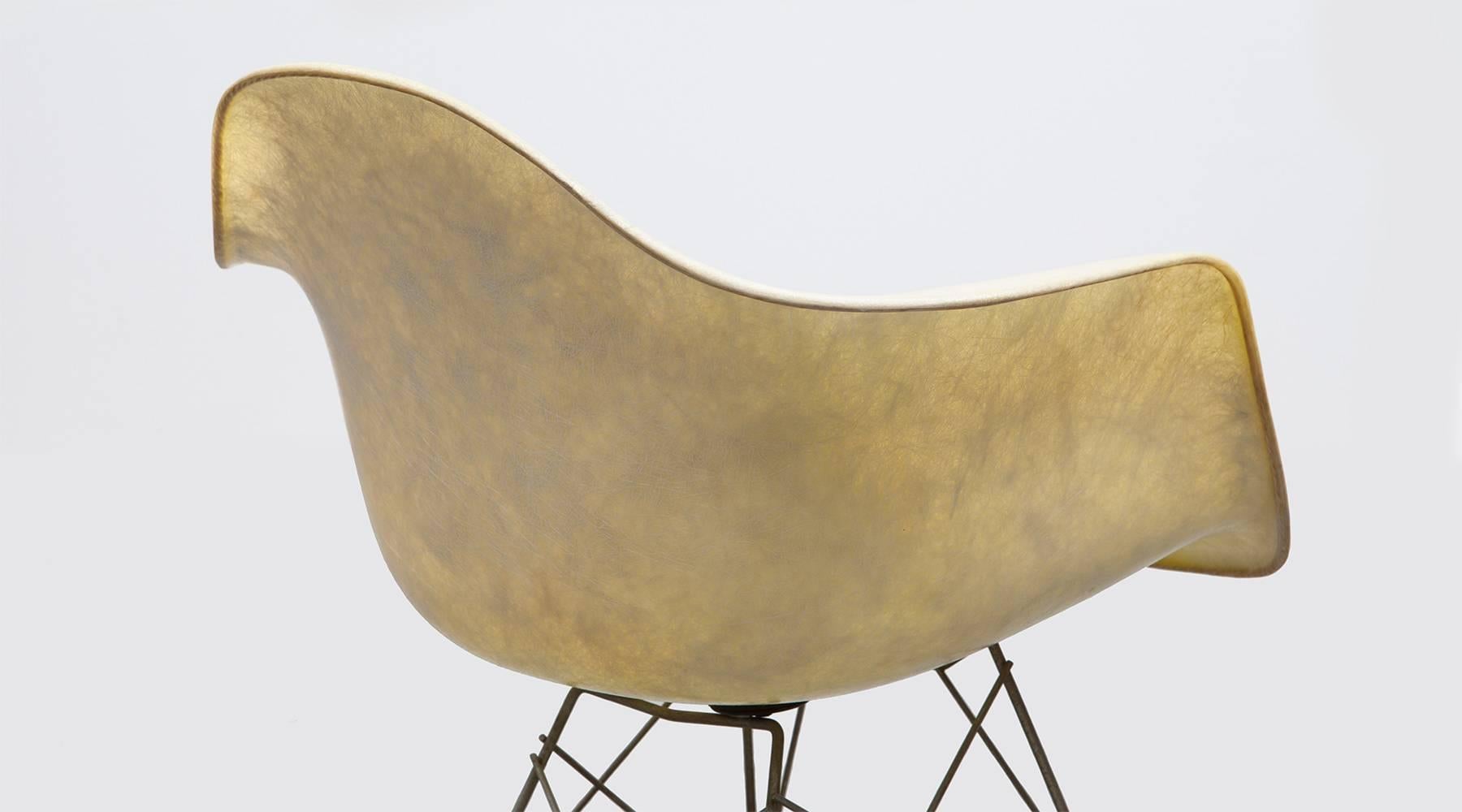 1948 Parchment Color Fiberglass Shell RAR Rocking Chair by Charles & Ray Eames  1