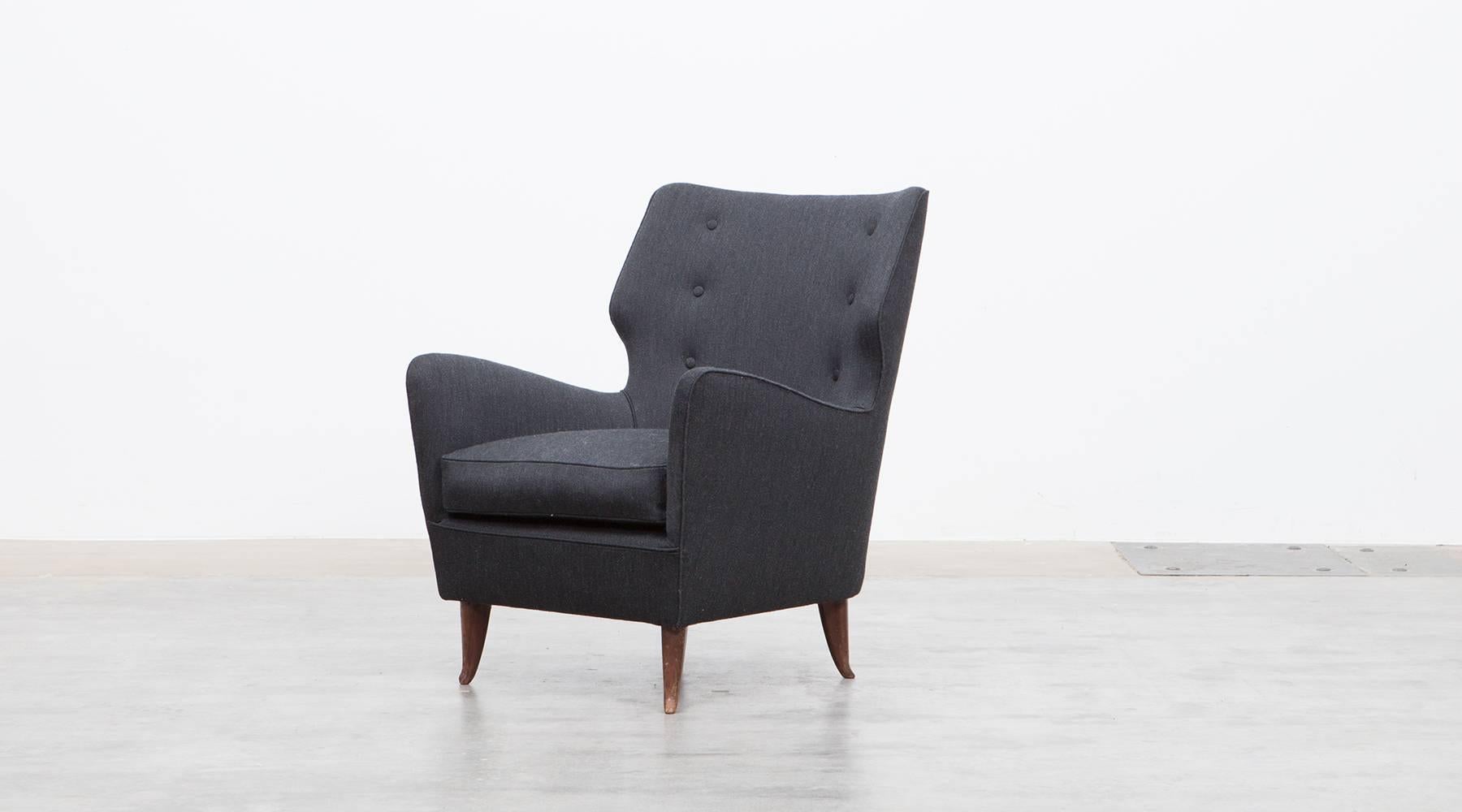 Mid-Century Modern Pair of Gio Ponti Lounge Chairs 'B' 'New Upholstery'