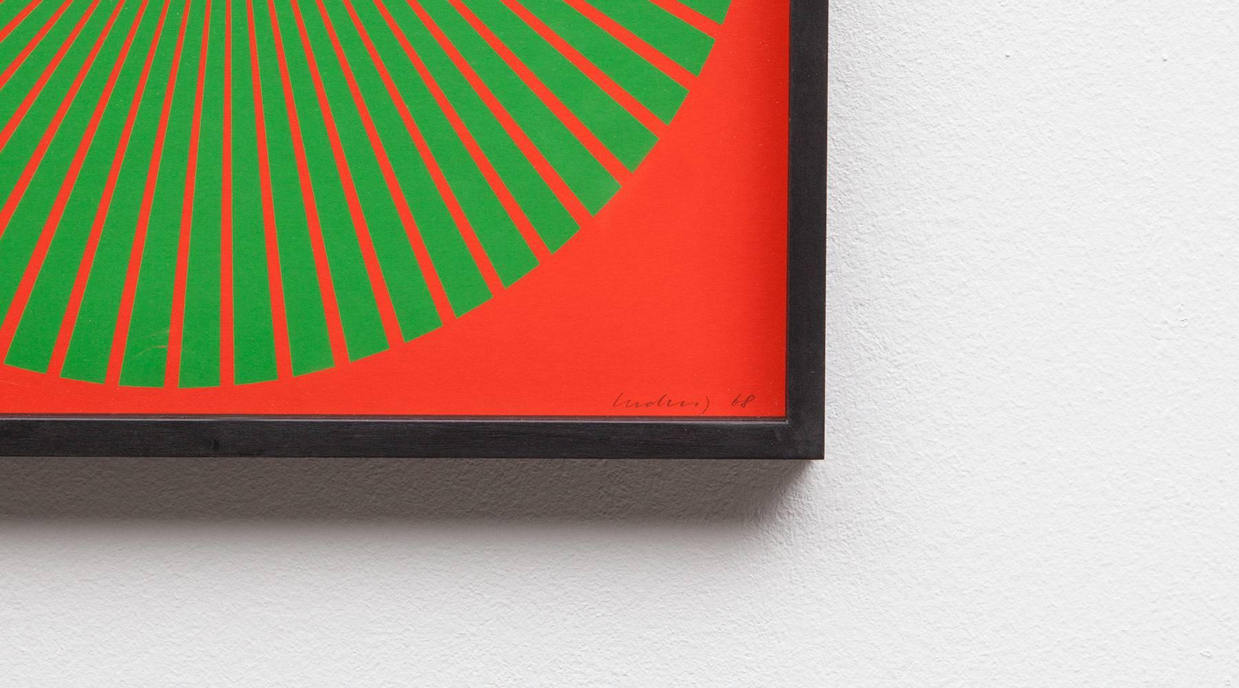 Modern Pair of Wolfgang Ludwig screenprints in red and green