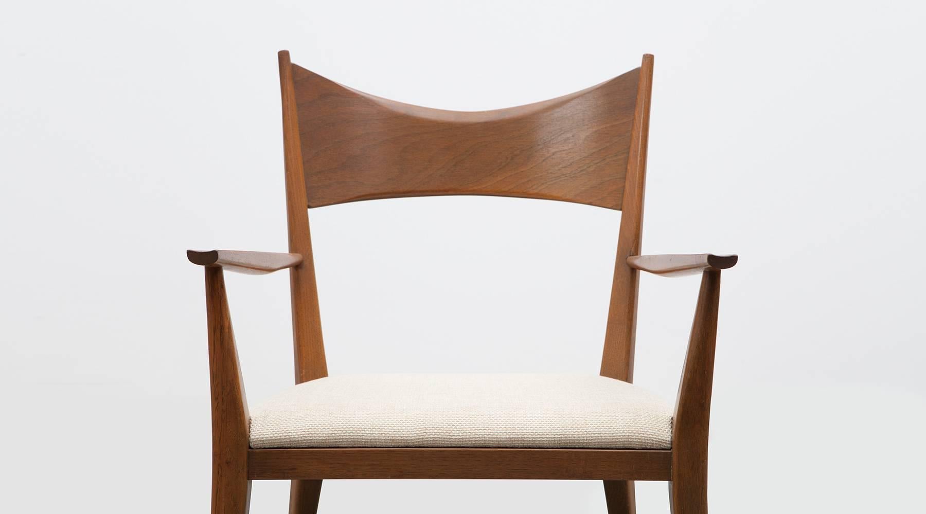 1950s White Upholstery, Walnut Chairs by Paul McCobb 2