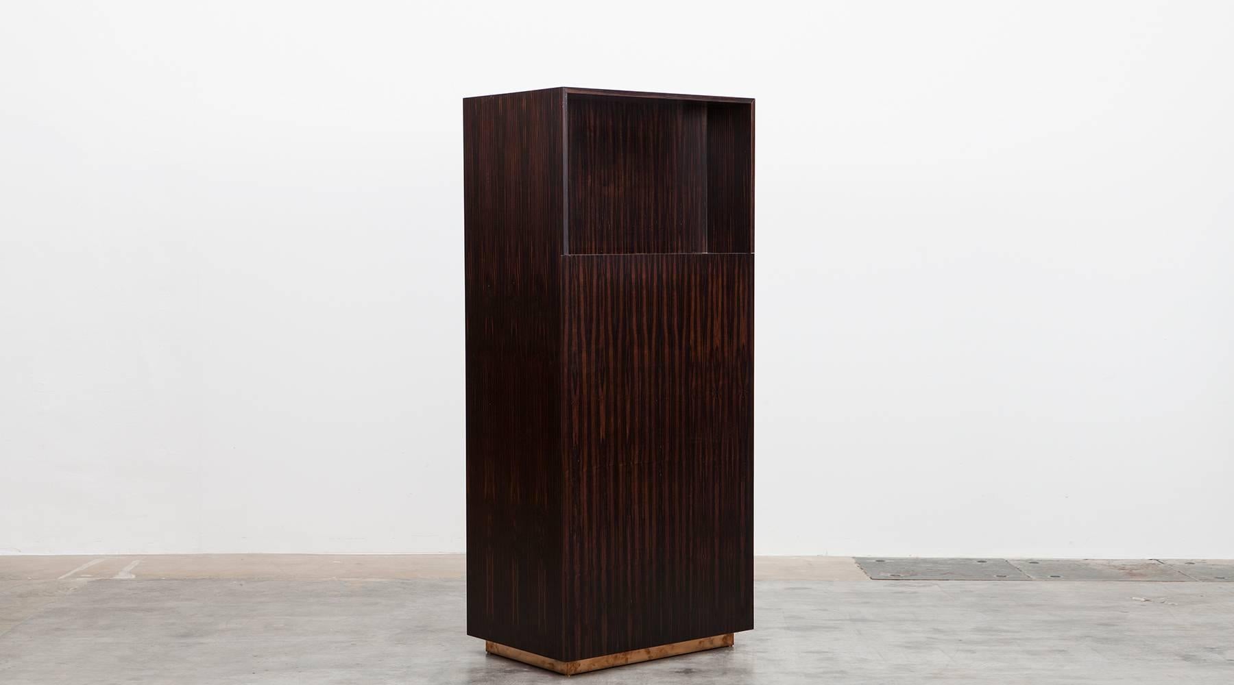 Veneer Contemporary Brown Wooden Cabinet by Johannes Hock
