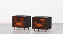 Contemporary Brown Wood Pair of Nightstands by Johannes Hock