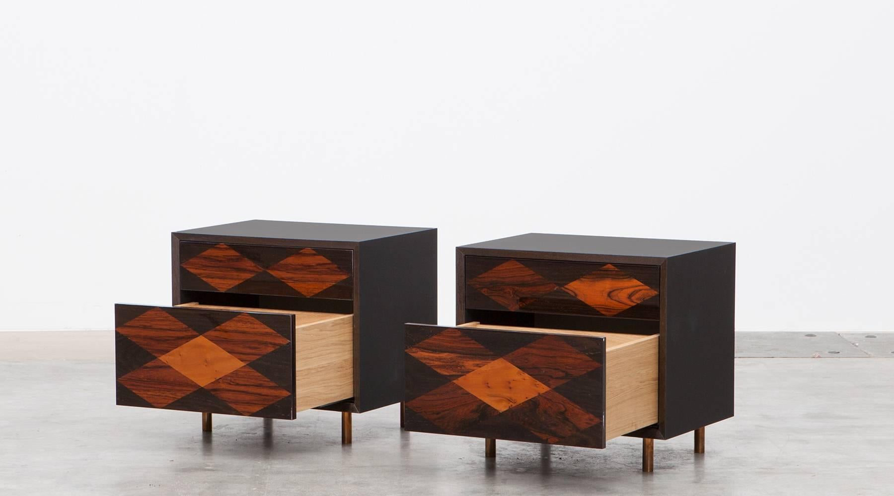 Modern Contemporary Brown Wood Pair of Nightstands by Johannes Hock