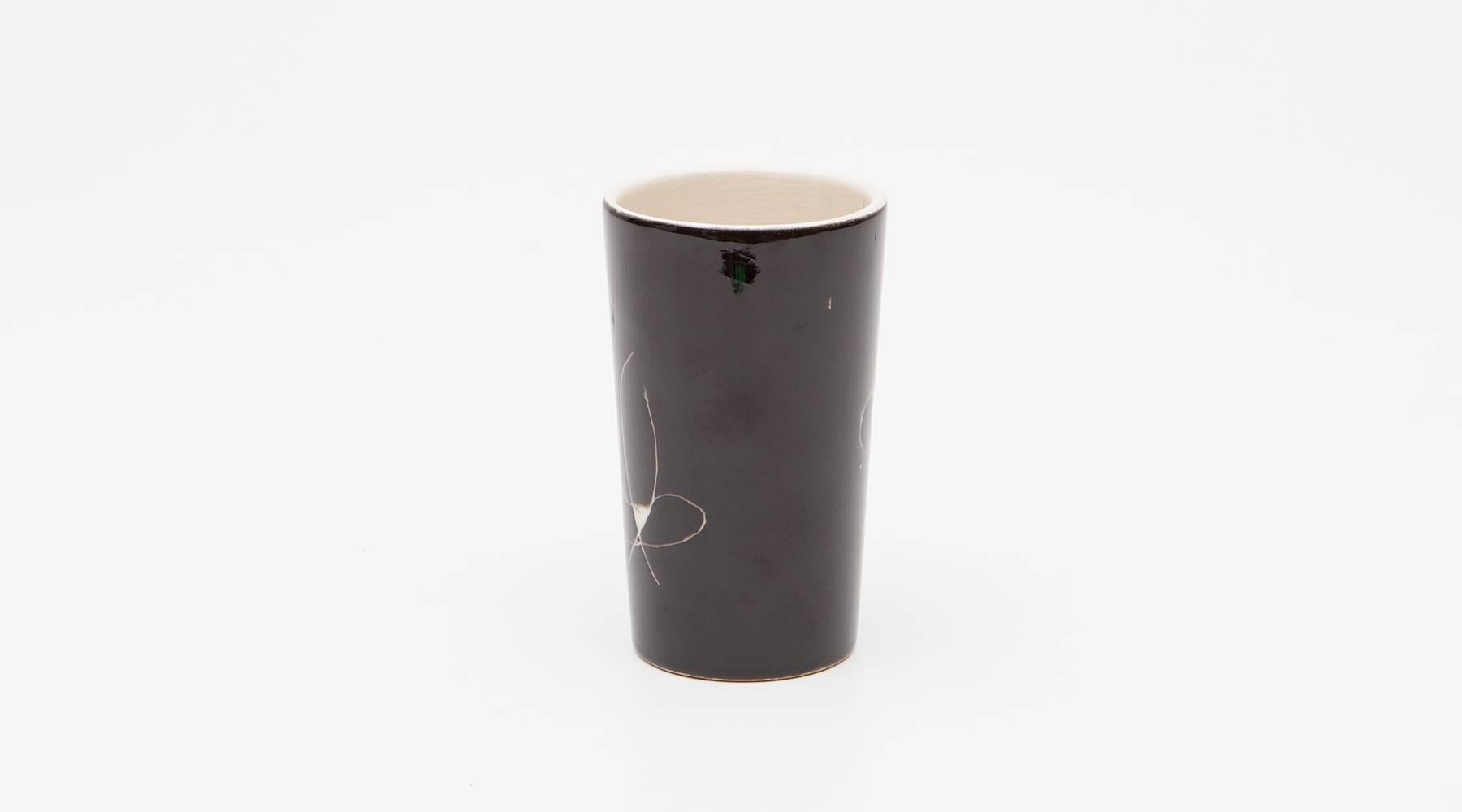 Mid-Century Modern Black and White Ceramic Cup by Joan Miró