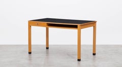 1960s Light Wood and Black Linoleum Table by Ferdinand Kramer