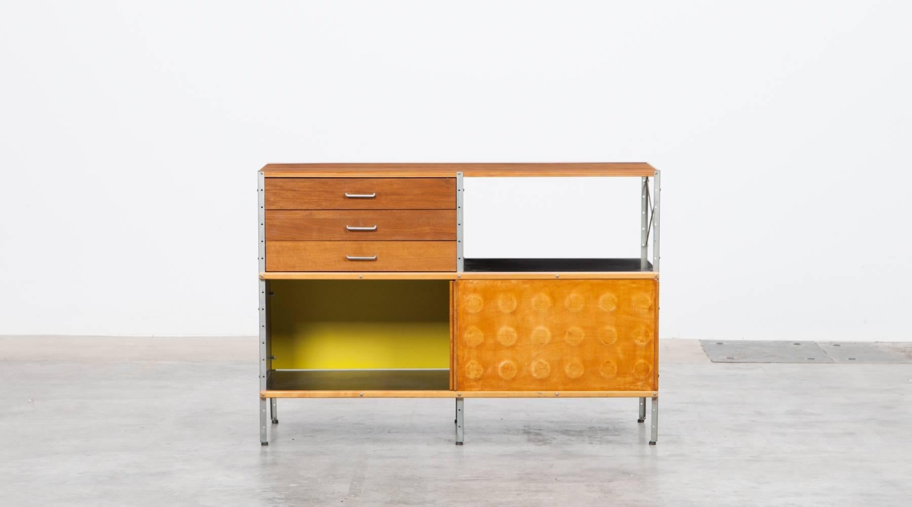 Mid-Century Modern 1940s Multicolored Zinc Plated Metal Plywood Esu Shelf Charles & Ray Eames 'c'