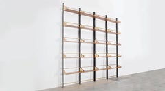 1950s Black Metall, Teak and Brass Library by Feal