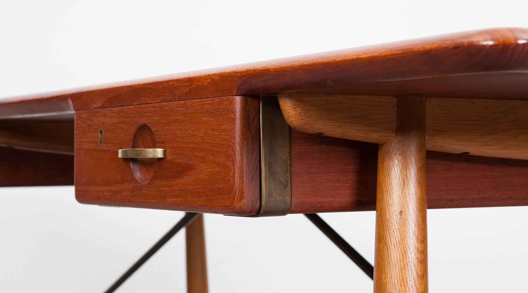 Danish 1950s Brown Teak Desk by Hans Wegner for Johannes Hansen