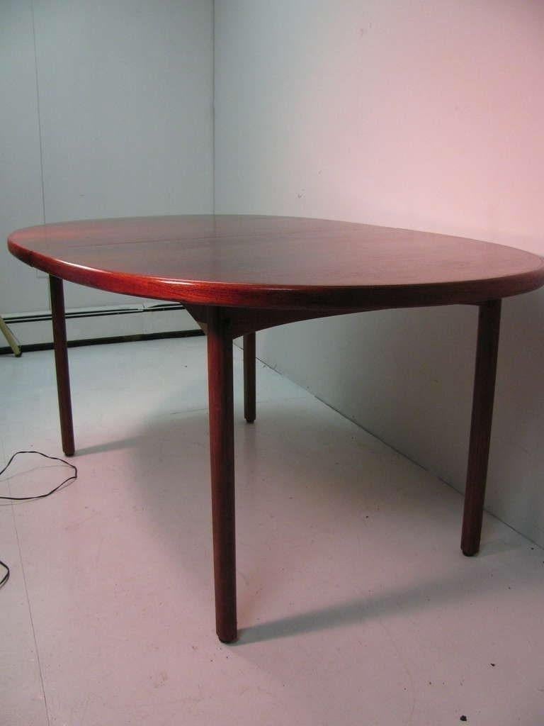 Mid-Century Modern Teak Oval Danish Mid Century Modern Dining Table with Two Leafs