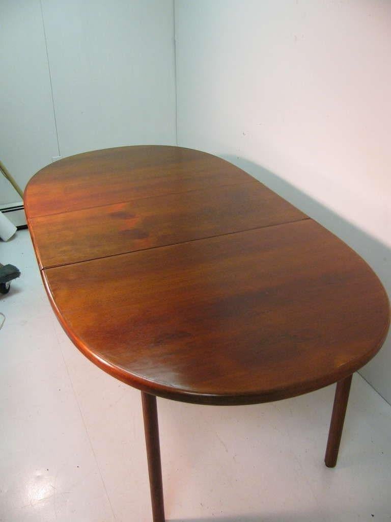 Teak Oval Danish Mid Century Modern Dining Table with Two Leafs 2