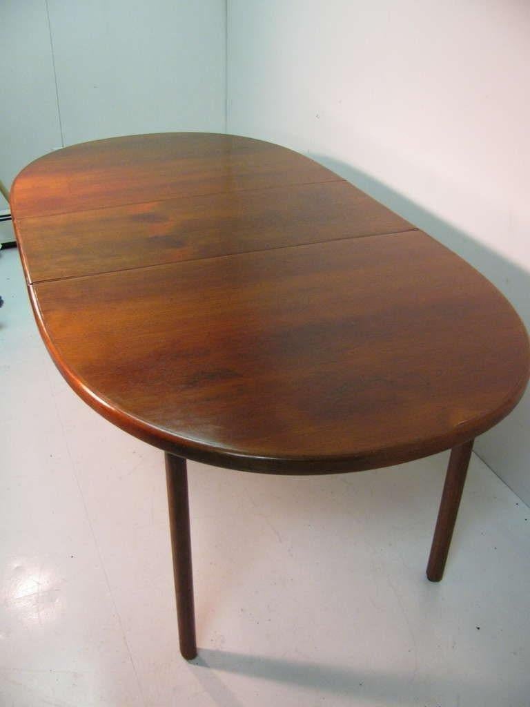 Teak Oval Danish Mid Century Modern Dining Table with Two Leafs 1