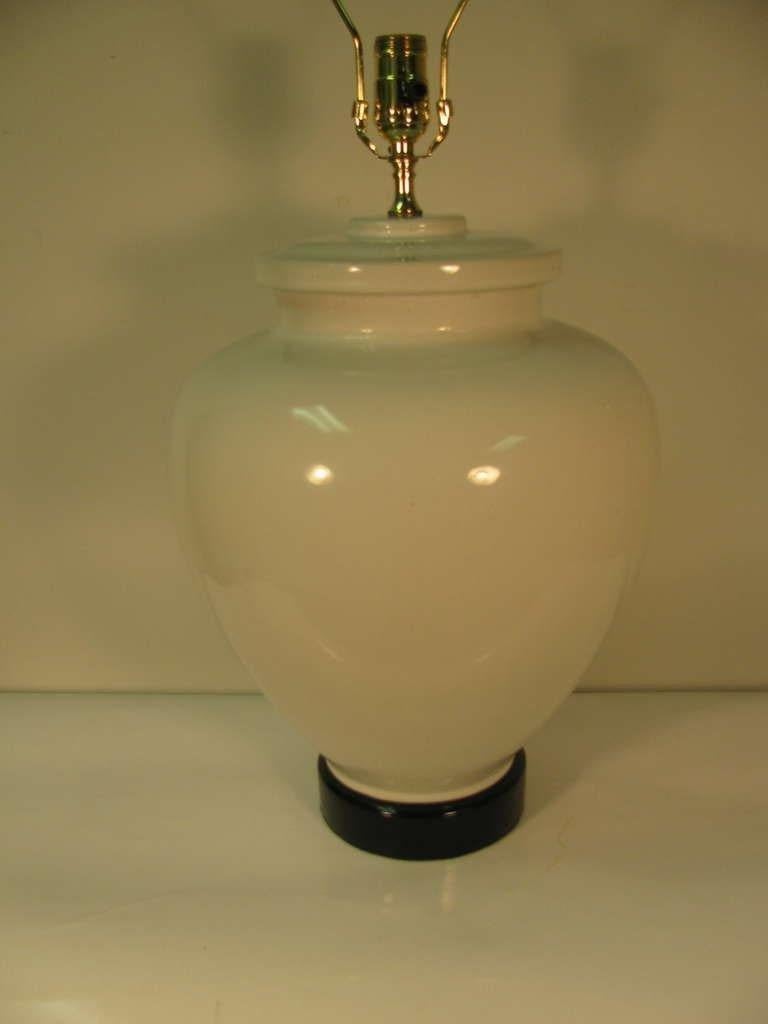 Pair of Large Elegant White Porcelain Glazed Ceramic Table Lamps 3