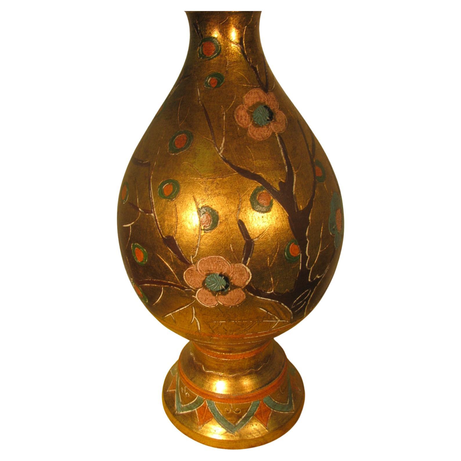 Moorish Pair of Hollywood Regency Handmade Italian Terracotta Gilt Decorated Table Lamps For Sale