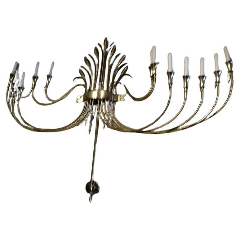 Large Classical Mid Century Brass Sconce Style of Tommi Parzinger For Sale