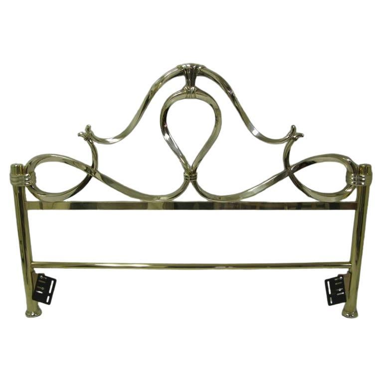 Italian Mid Century Hollywood Regency Solid Brass Bed w Brass Foot Board For Sale 1