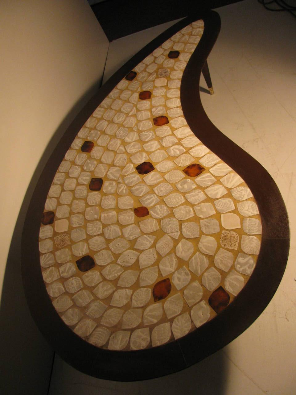 Mid-20th Century Mid-Century Modern Kidney Shaped Tile Top Cocktail Table by Hohenberg