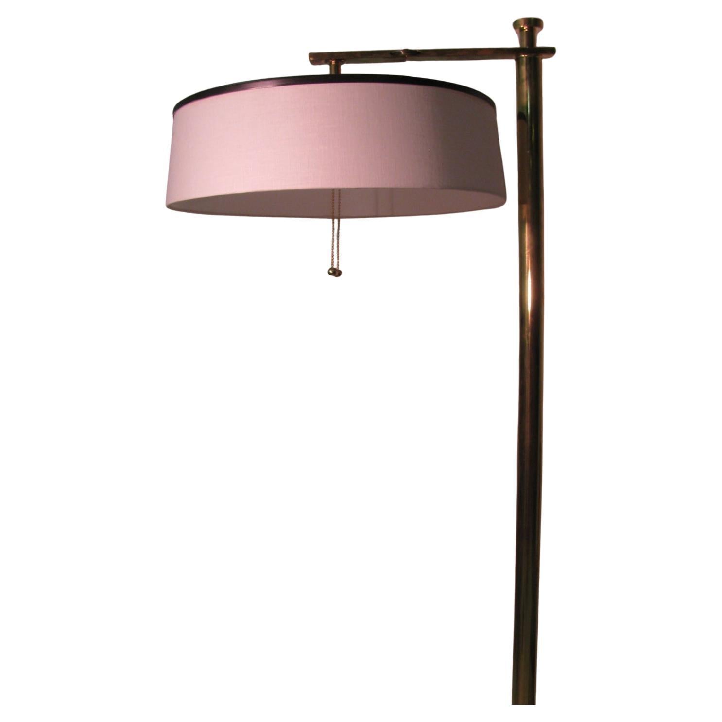 Linen Art Deco Mid-Century Modern Reading or Torchiere Flip Lamp by Kurt Versen For Sale