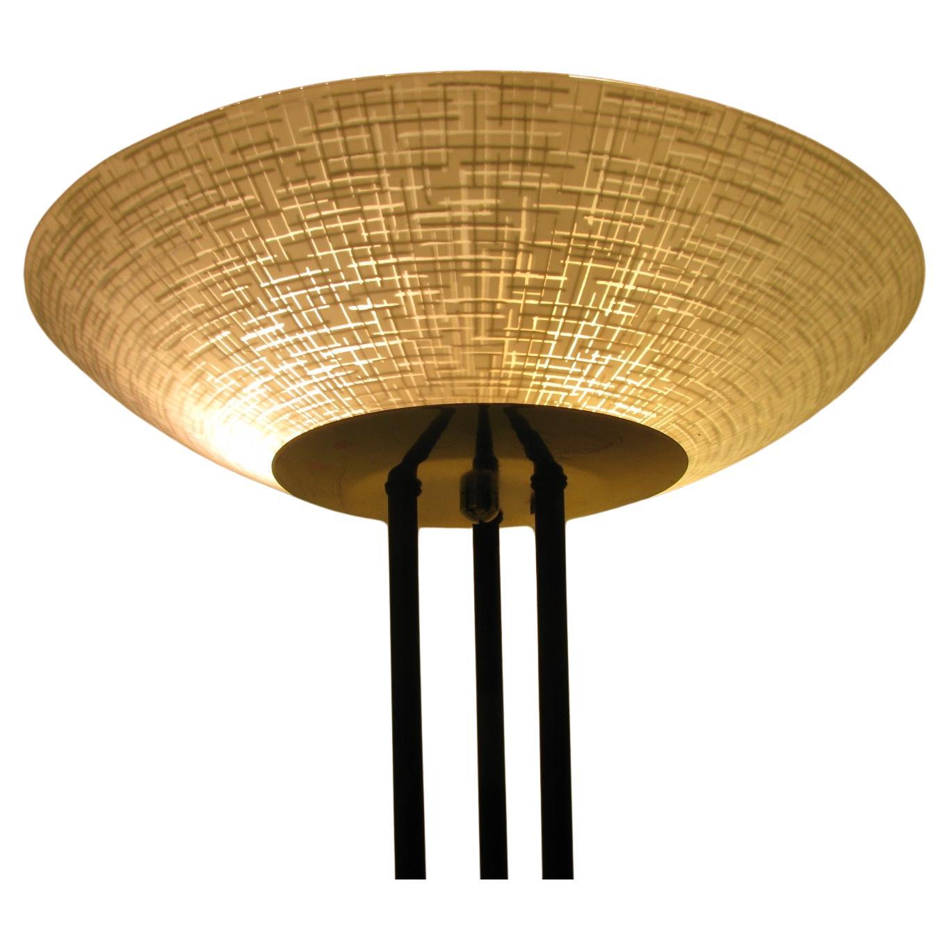 20th Century Mid Century Modern Gerald Thurston Torchiere Lamp with Glass Dish Shade For Sale