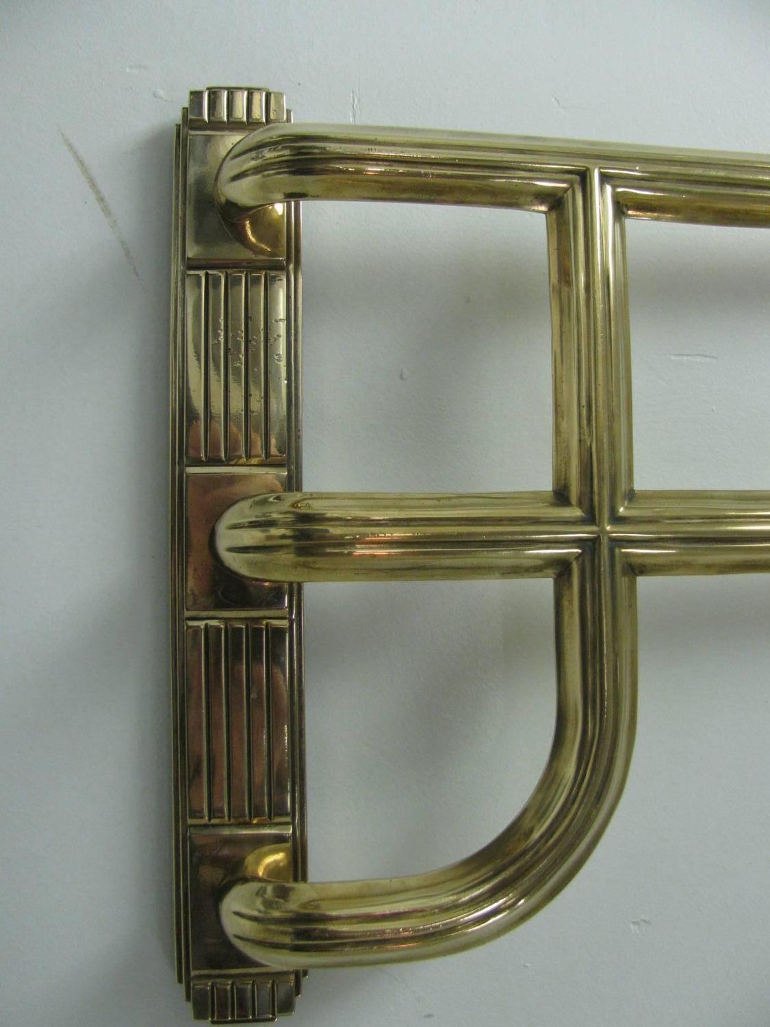 Art Deco Solid Brass Theatre Door Handles, Two Pair Available For Sale
