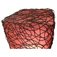 Mid-Century Modern Italian Sculptural Fiberglass with Rattan Floor Lamp