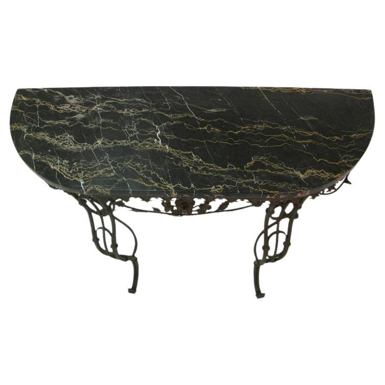 Mid-20th Century Mid Century French Iron and Portoro Mable Console Table