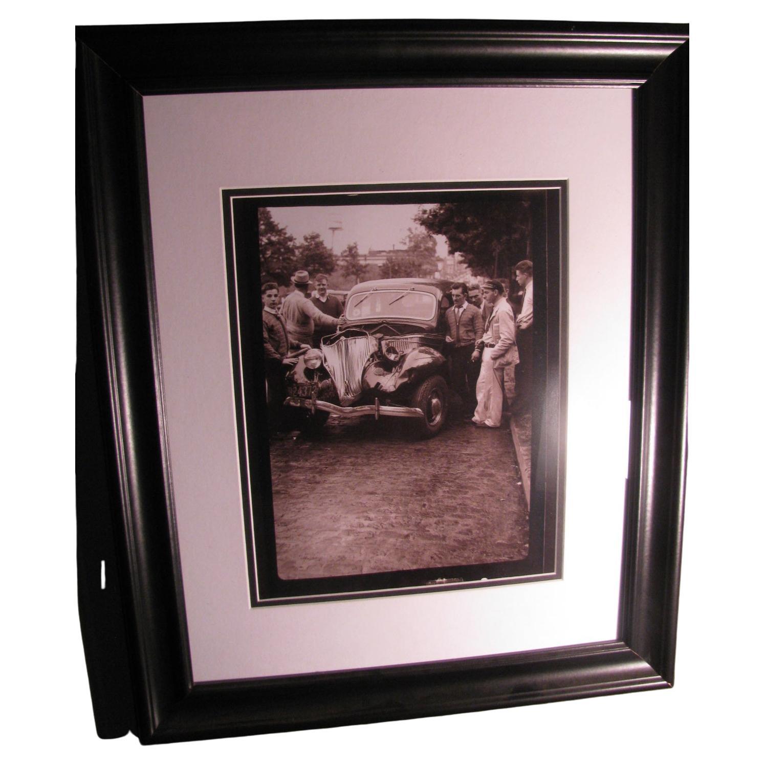 New Jersey c1932 Car Crash Photo with Nearby Onlookers in 1932 Period Clothes