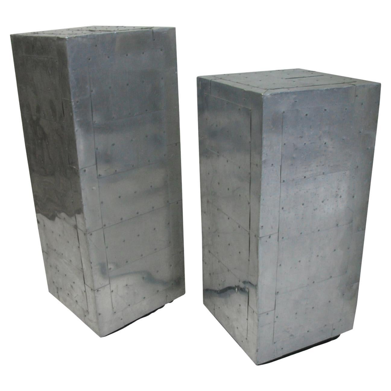 Pair of Mid Century Aluminum Industrial Pedestals