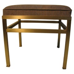 Mid-Century Modern Hollywood Regency Brass Ottoman Footstool style of McCobb