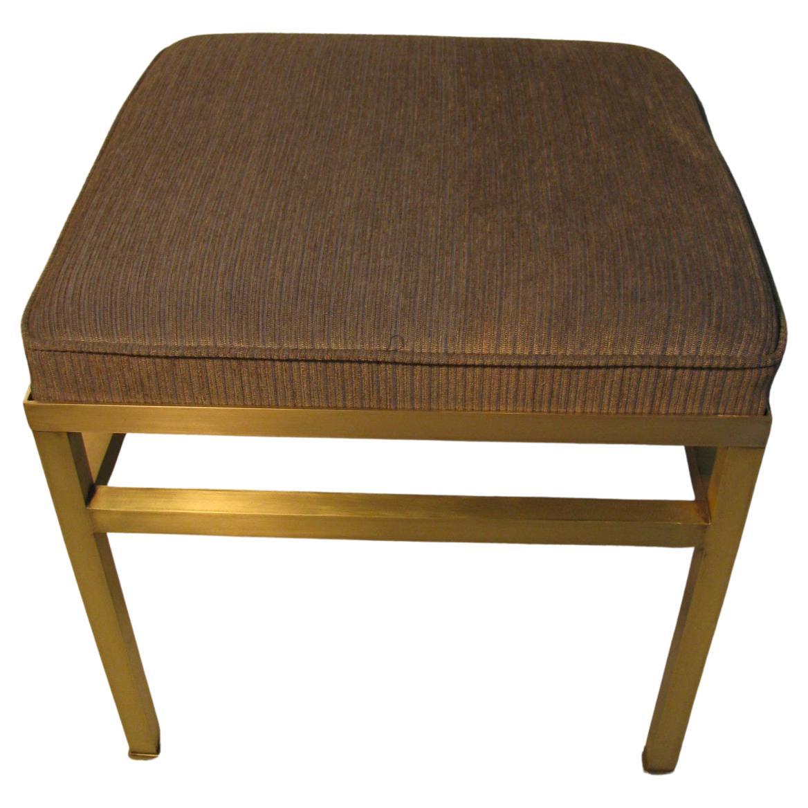 Mid-Century Modern Hollywood Regency Brass Ottoman Footstool In Good Condition For Sale In Port Jervis, NY