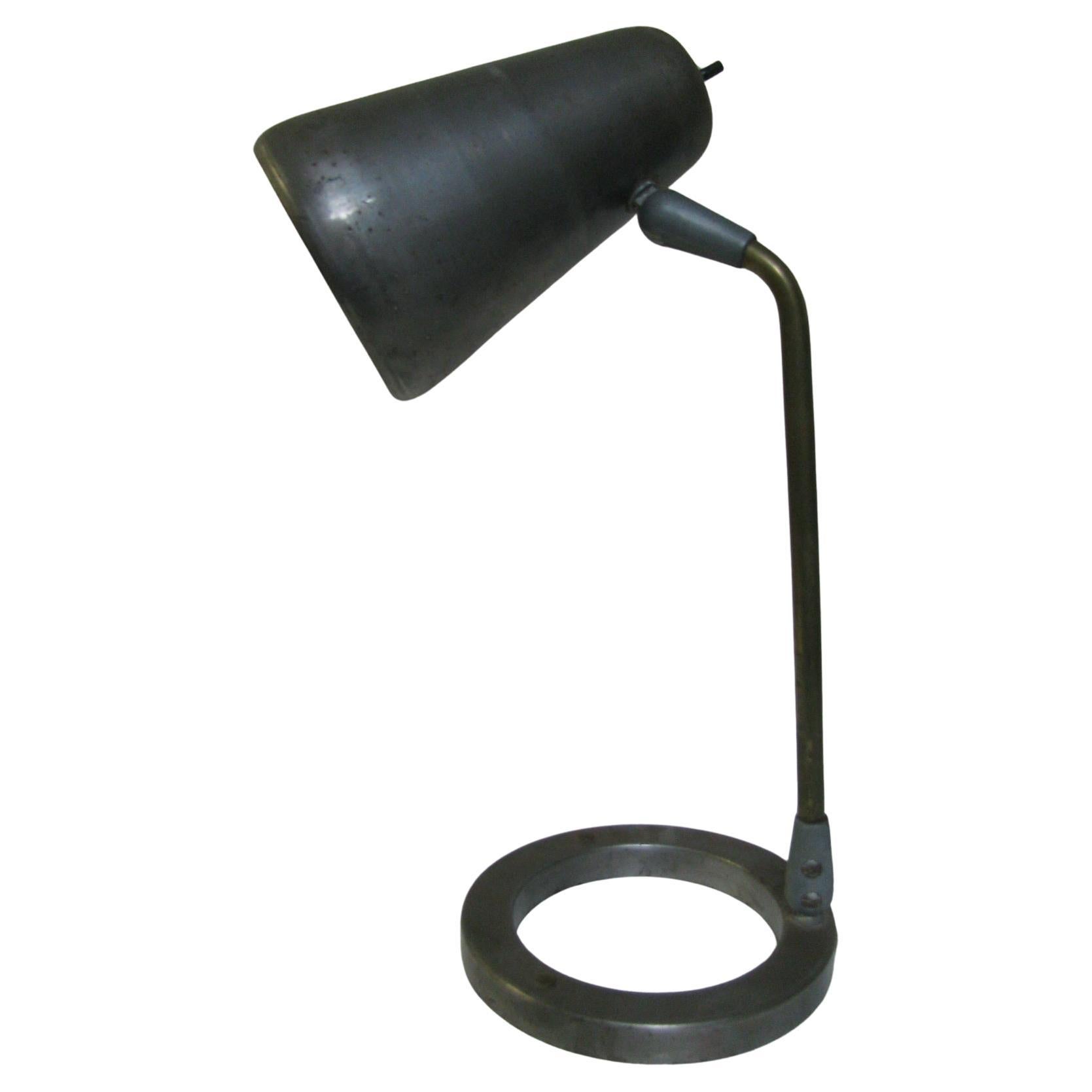 Mid-Century Modern Steel Desk Lamp Manner of Paavo Tynell For Sale