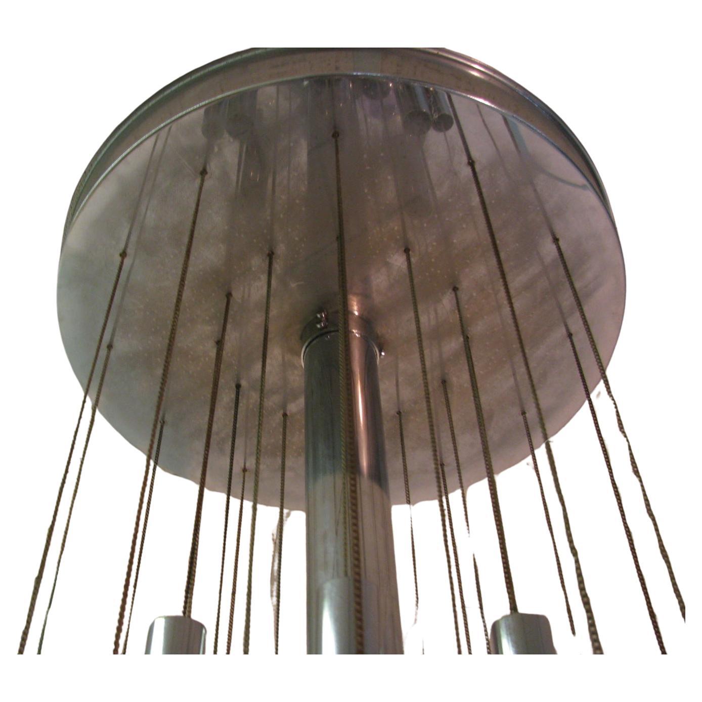 Stainless Steel Mid-Century Modern Italian 8 Light Chandelier Gaetano Sciolari For Sale