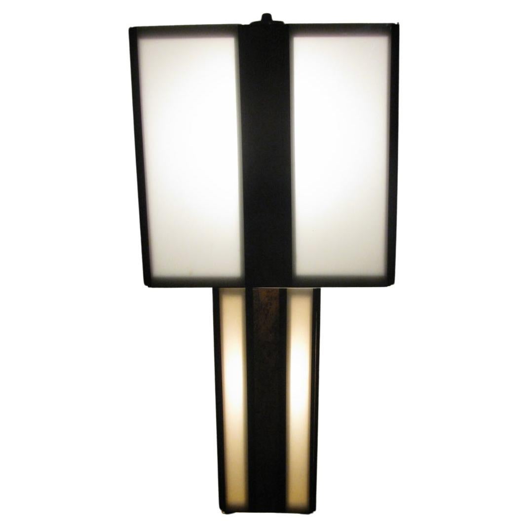 American Pair of Mid-Century Modern Plexi with Cork Table Lamps For Sale