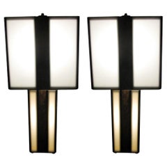 Retro Pair of Mid-Century Modern Plexi with Cork Table Lamps