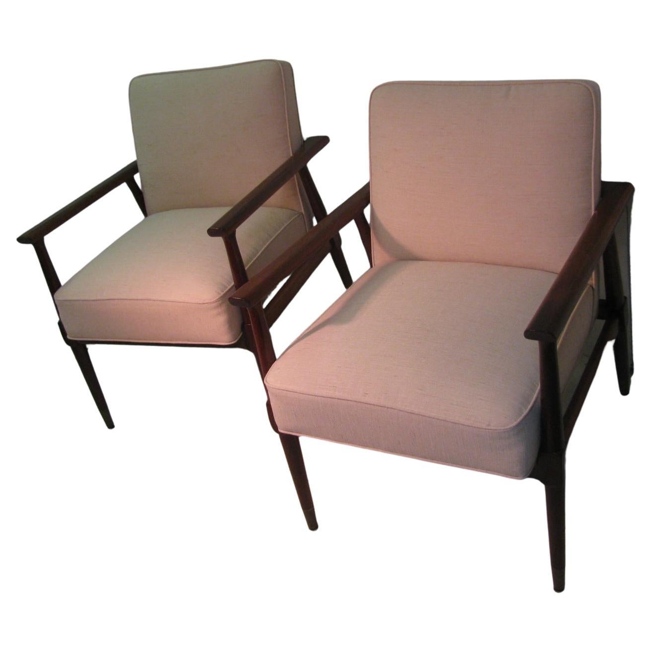 Pair of Mid-Century Modern Black Walnut Lounge Armchairs, 1957 For Sale 4