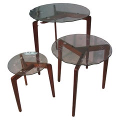Retro Mid-Century Modern Italian Art Glass Nesting Tables Set of 3
