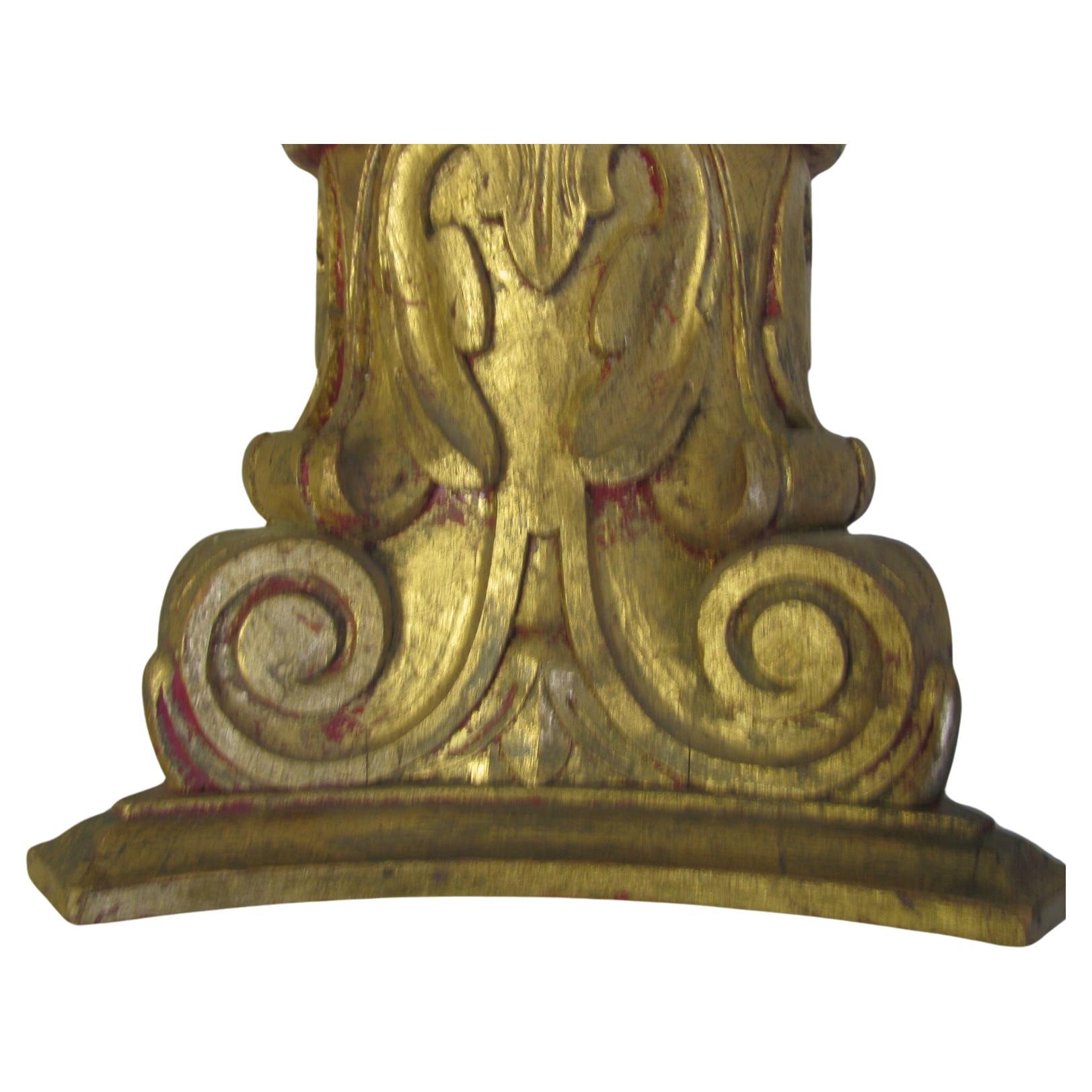 Late 20th Century Hollywood Regency Carved Wood Gilt Base with Marble Top For Sale