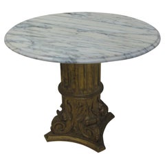 Retro Hollywood Regency Carved Wood Gilt Base with Marble Top
