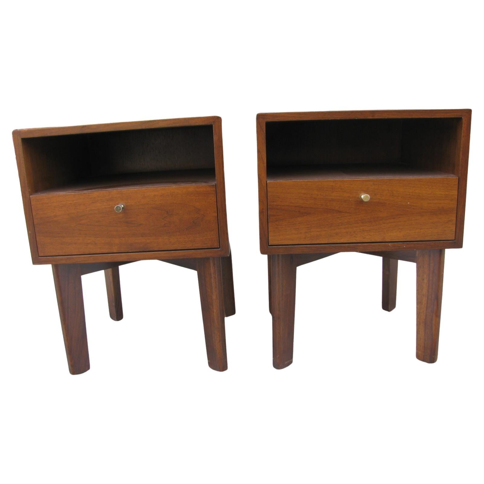 Mid-Century Modern  Custom Designed Solid Walnut Night Tables For Sale